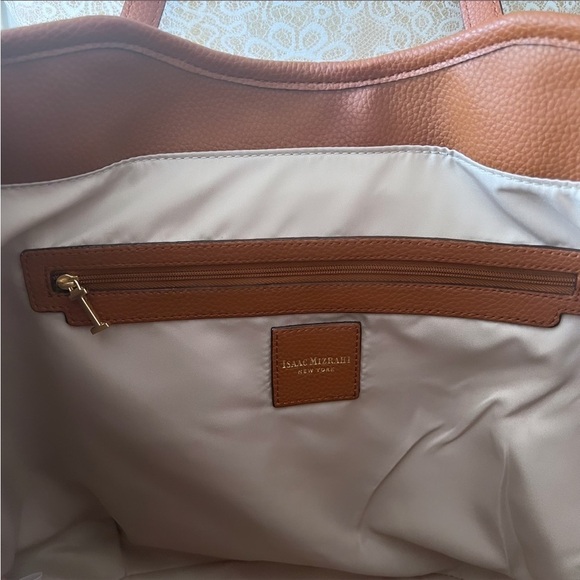 NWT ISAAC MIZRAHI “Lucille” Straw And Brown Leather Large Tote Bag - Picture 10 of 14